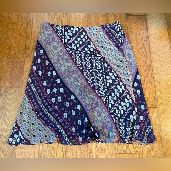 Sunny Leigh Silk Y2K Purple Floral Slip Skirt 2X Fairycore Fae Forest Nymph Boho - Picture 8 of 8